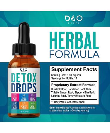 Detox Drops - 14 Day Cleanse for Colon & Digestion | Reduce Bloating, Liver & Kidney Detox | Full Body Repair - Men & Women - Buy Online on GoSupps.com