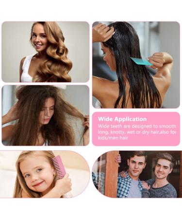 Large Wide Tooth Detangling Comb for Curly Hair - No Handle Wet Dry Detangler Comb - Cyan Pink - Buy Online on GoSupps.com