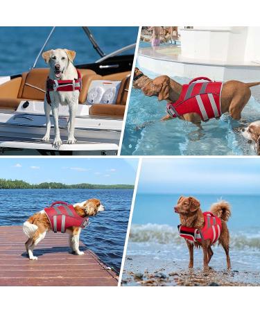Kuoser Adjustable Dog Life Jacket with Reflective Stripes for Small, Medium, and Large Dogs - X-Large Red - Buy Online on GoSupps.com