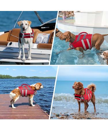 Kuoser Dog Life Jacket - Durable & High Buoyancy Swimming Vest for Small Medium Large Dogs | High Security Safety Red - Buy Online on GoSupps.com