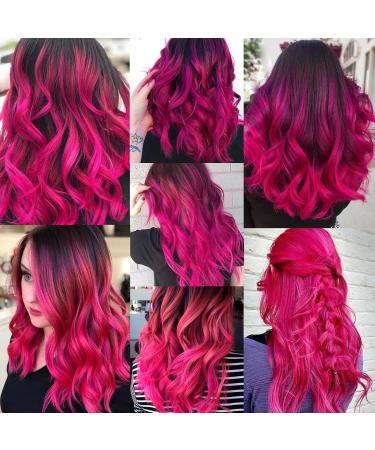 22-Inch Pink Clip-In Hair Extensions for Girls - Colorful Curly Wavy Party Highlights (12 Pcs) - Perfect Hair Accessories for Women & Children - Buy Online on GoSupps.com