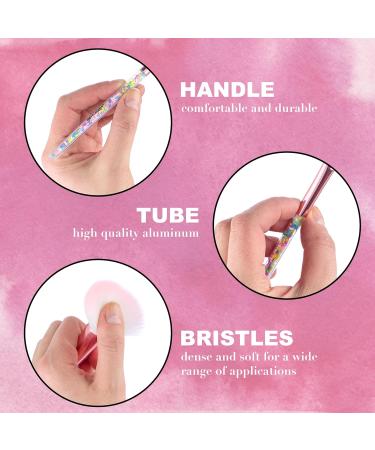 Expressions 5pc Sprinkle Confetti Makeup Brush Set - Pink Rainbow Handles Dense Bristles | Premium Makeup Brushes for Perfect Application - Buy Online on GoSupps.com