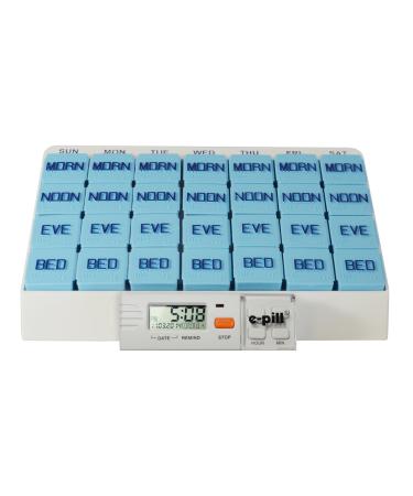 e-Pill 4 Times a Day x 7 Day Large Weekly Pill Organizer Vitamin and Medicine Pillbox - with Reminder