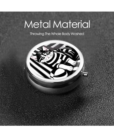 Portable Black and White Striped Round Pill Box Organizer - 3 Compartment Travel Pill Box for International Shipping - Buy Online on GoSupps.com