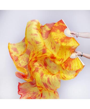 Women Belly Dance Silk Fan Veils - Gradual Orange - 1 Pair - Buy Online on GoSupps.com