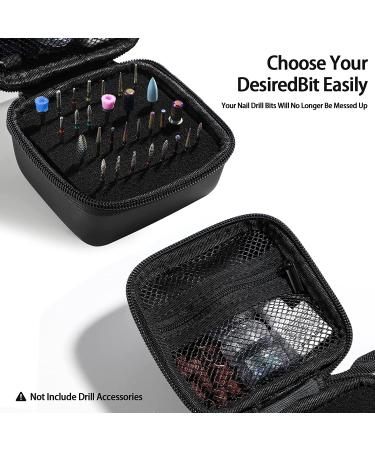 Portable Waterproof Nail Drill Bits Holder Case - Professional Organizer for Efile Nail Bits and Manicure Tools - Black - Buy Online on GoSupps.com