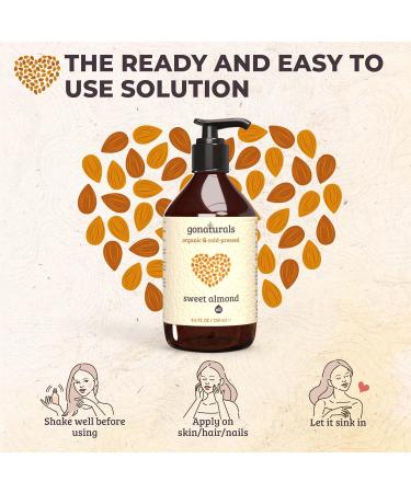 Gonatural Organic Almond Oil - 100% Pure Cold-Pressed Vegan - 250ml for Face Body Hair Beard Nails - Cruelty-Free - Buy Online on GoSupps.com