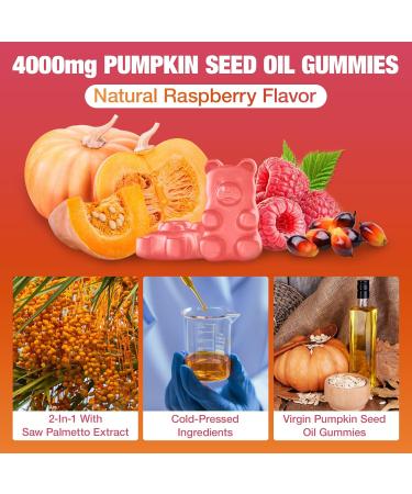 Yikecao Pumpkin Seed Oil Gummies Pumpkin Seed Oil Supplement with Saw Palmetto for Hair Growth Youthful Skin & Prostate Health Non-GMO Gluten Free Vegan Sugar Free Raspberry Flavor 60 Count - Buy Online on GoSupps.com