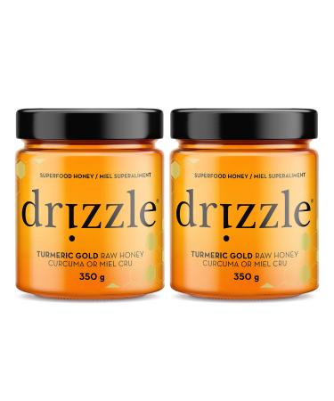 Drizzle Turmeric Gold Raw Honey - Superfood Anti-Inflammatory Blend - Rich in Nutrients and Beneficial Enzymes - Notes of Turmeric & Cardamom - 100% Raw Pure Honey - Gluten-Free Paleo-friendly (350g) 2-Pack Turmeric Gold 350 g (Pack of 2)