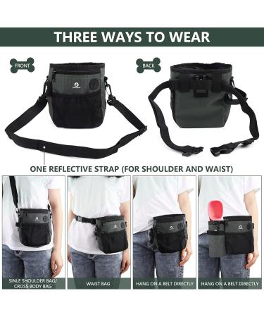 Skyfang Hundeleckerli Pocket for Pets - Veavier Dog Treats & Removable Water Bottle Pocket | Black & Green - Buy Online on GoSupps.com