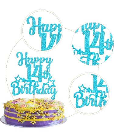 SYKYCTCY 1 Pack Happy 14th Birthday Cake Topper Glitter Star 14 Fabulous Cake Pick Sweet 14th Cake Decorations for Children 14th Birthday Theme Party Supplies Lake Blue 14th Lake Blue - Buy Online on GoSupps.com