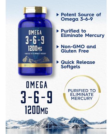 Carlyle Omega 3-6-9 1200mg Softgels | Triple Omega Fish Flaxseed & Borage Oil Supplement | Non-GMO & Gluten Free | 180 Capsules for Heart & Joint Health - Buy Online on GoSupps.com