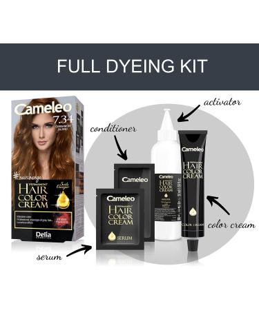  Delia Cosmetics Cameleo - Permanent Hair Colour Cream - Cinnamon Blonde - Intense Colour and Protection - 5 Oils + Omega Plus Acids - Luxurious Professional Hair Dye - Complete Kit - Buy Online on GoSupps.com