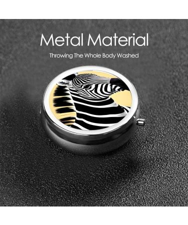 Black and White Zebraround Pill Box | 3 Compartment Portable Travel Pill Organizer for International Shipping - Buy Online on GoSupps.com
