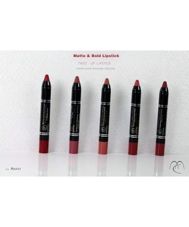  Makki Makki taupe lipstick: a bold matte twist-on shade with intense color a velvety finish very long-lasting wear (up to 18 hours) smudge-proof feather-free smooth and gliding and contains crushed pigments. - Buy Online on GoSupps.com