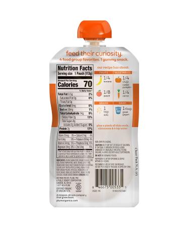 Plum Organics Tots Mighty 4: Banana Peach Pumpkin Carrot Blend with Greek Yogurt & Oat - 4 oz - Buy Online on GoSupps.com