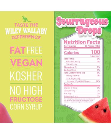 Wiley Wallaby Sourrageous Drops - Watermelon Green Apple Lemon Licorice Candy - 8 oz - Buy Online on GoSupps.com
