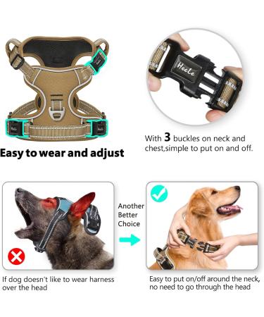 Buy Heele Adjustable Dog Harness for Small Dogs - Reflective Anti-Pull Padded Handle XS Khaki | International Shipping Available - Buy Online on GoSupps.com