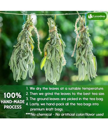 Lavendium Premium 30 Sage Leaf Tea Bags 100% Natural & Pure from Sage Leaves. Loose Leaf Sage Herbal Tea. Made with Natural Material Tea Bags. No Sugar No Caffeine No Gluten Vegan. CA Sage 30 Bags - Buy Online on GoSupps.com