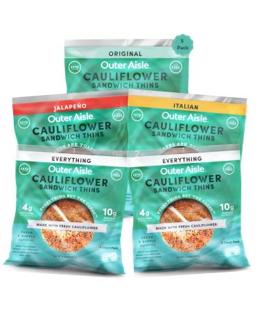Outer Aisle Gourmet Cauliflower Variety Pack | Keto, Low Carb, Grain-Free, Gluten-Free | 5 Pack (Everything Variety Pack)
