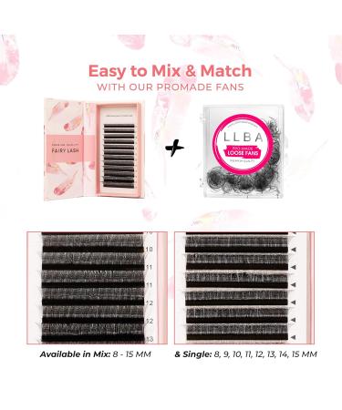 LLBA Fairy Volume Lash Extensions 3D | C CC D Curl | 0.7mm Thickness | 8-15mm Mixed Tray | Premium Matte Black Individual Eyelashes | Professional Supplies - Buy Online on GoSupps.com