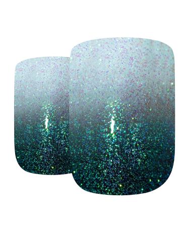 Shop Bling Art Black Green Gel Ombre French False Nails 24 Squoval Tips for Stunning Looks | International Shipping Available - Buy Online on GoSupps.com