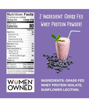 100% Grass Fed Whey Protein Powder - Unflavored Gluten Free 20g Protein - Clean & Pure Muscle Growth Supplement (1LB - Buy Online on GoSupps.com