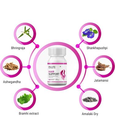 Buy INLIFE Ayurvedic Herbs Hair Support Supplement 500 Mg - 60 Vegetarian Capsules | Natural Hair Growth Formula | Enhance Hair Strength & Health - Buy Online on GoSupps.com