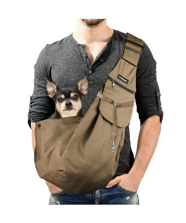 Lynee dog carrier bag pet adjustable shoulder bag transport bag for pets breathable transport bag for cats and dog -owned for walking activities in the outside (Khaki) - Buy Online on GoSupps.com