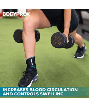 Bodyprox Adjustable Compression Ankle Support Brace for Sports - One Size Fits Most | Men & Women - 1 Pack - Buy Online on GoSupps.com