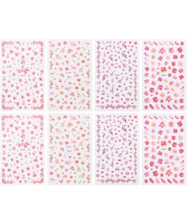 KALLORY Chinoiserie Decor 8 Sheets Nail Stickers Water Transfer Floral Nail Decals 3D Flower Nail Art Sheets for Girls Nail Embellishments - Buy Online on GoSupps.com