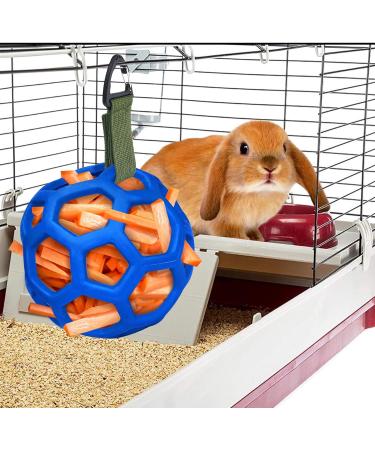 Hanging Hay Feeder Ball for Rabbits & Guinea Pigs - Pet Food Dispenser & Toy - Blue - Buy Online on GoSupps.com