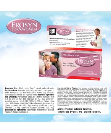 Bell Erosyn for Women |Developed to Support Emotional Aspects of Women's Sexual Health | One Capsule a Day | Made in Canada Erosyn for Women (Pack of 1) - Buy Online on GoSupps.com