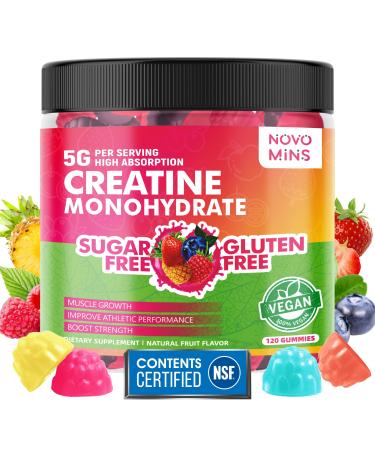 NSF Certified Creatine Gummy - Creatine Monohydrate Gummies 5000mg for Men & Women Chewables Creatine Monohydrate for Muscle Strength Muscle Builder Energy Boost Pre-Workout Supplement(120 Count) Strawberry Raspberry Bl