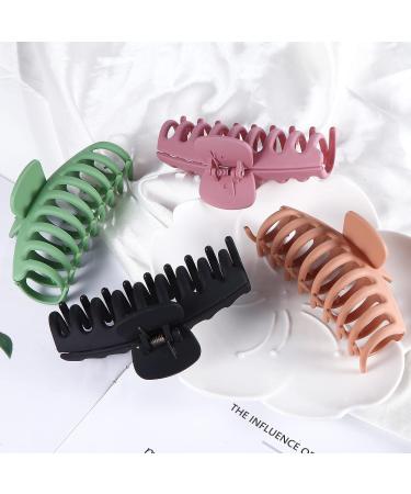 SHALAC Large Hair Claw Clips for Thick Hair - Strong Hold Barrettes for Long Hair - 4 PCS Fashion Accessories for Women and Girls - 4.4 Inch Hair Clamp Clip - Ideal for Heavy Hair - A.Black, Olive Green, Burgundy - Buy Online on GoSupps.com