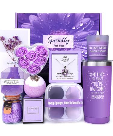 Gifts for Women Birthday Unique Get Well Soon Birthday Gifts for Women Mum Best Friend Her Wife Girlfriend Sister Lavender Relaxing Spa Gifts Basket Self Care Happy Birthday Gifts for Women Friendship Purple