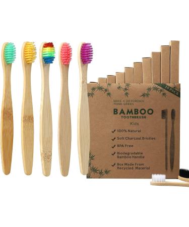 Geekerchip Bamboo Toothbrushes for Children - 10 Pack BPA-Free Eco-Friendly & Biodegradable Colorful Kids' Toothbrushes in Independent Packaging - Buy Online on GoSupps.com