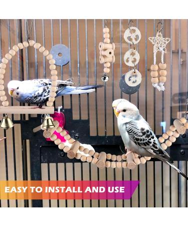 9-Piece Bird Toys Set | Parrot & Budgie Accessories | Cage Rocking Toys & Wooden Platforms for Finches & Lovebirds - Buy Online on GoSupps.com