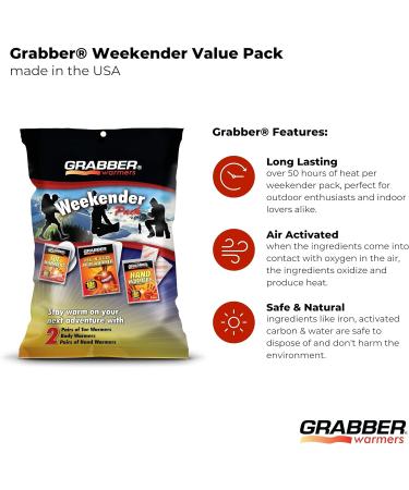 Grabber Weekender Multi-Warmer Pack - 2 Hand & Toe Warmers, 2 Body Warmers - 6-Count - Buy Online on GoSupps.com