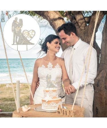 Wedding Cake Toppers Wedding Cake Topper with Rhinestones Wedding Cake Decorations wedding Cake Toppers Bride and Groom for Wedding Engagement Anniversary Valentine's Day (Mr & Mrs) - Buy Online on GoSupps.com