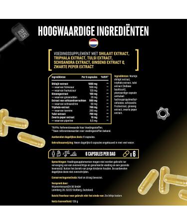 VitaminVersand24 DE Shilajit Complex 180 capsules Highly dosed with 3010 mg per daily portion With ginseng schisandra triphala tulsi extract 50 fulvic acid and 12 humic acid Vegan - Buy Online on GoSupps.com