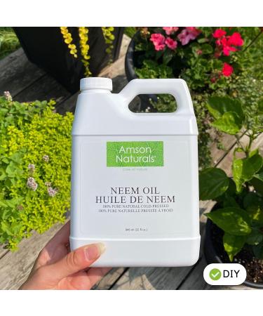 Neem Oil 32 oz / 946 ml - 100% Pure & Natural Cold Pressed Multiple uses DIY recipes Amson Naturals. - Buy Online on GoSupps.com