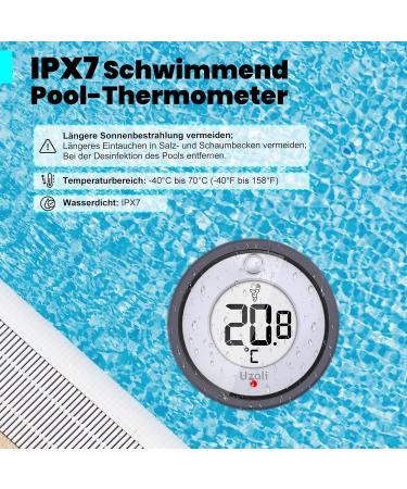 Uzoli Floating Pool Thermometer with Radio & Sensor - LCD Display Comfort Level Time Alarm IPX7 Waterproof for Swimming Pool & Pond - EM3385 - Buy Online on GoSupps.com