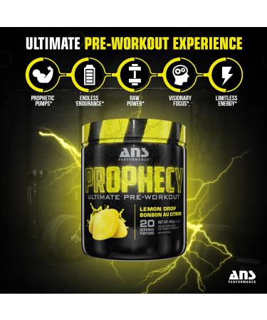 ANS Performance Prophecy Pre Workout Powder (20 servings 14.5 oz) Gluten Free Pre-Workout Formula - Energy & Strength - Sugar Free- Increase Power & Workout Volume (Lemon Drop) - Buy Online on GoSupps.com
