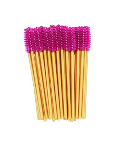 Profico 50 pieces of eyelash brushes disposable eyelashes brush eyelash brush set mascara brush mascara application eyelash brush for eyelash extensions gold - pink