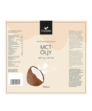 Foodin 100% Coconut MCT Oil - Vegan & Gluten-Free 500ml for Ketogenic Diet - Buy Online on GoSupps.com