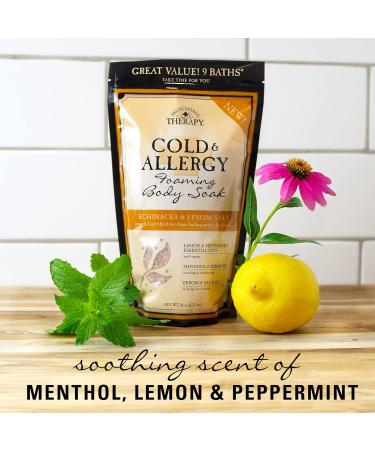 Village Naturals Therapy Cold & Allergy Foaming Body Soak 36 oz Pack of 2 | Epsom Salt, Essential Oils, Sea Salt - Soothing Bubbles - Buy Online on GoSupps.com
