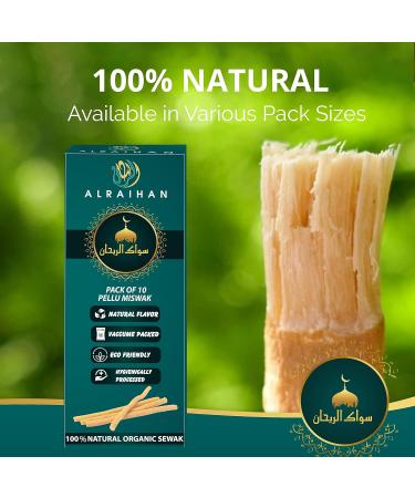 Al Raihan 10 Pcs Miswak Sticks with 2 Holders for Cleaning Teeth - Vacuum Sealed Natural Flavored Tooth Brush - Traditional Chew Sticks for Teeth Whitening Oral Health & Fresh Breath || Pack of 10 1 count (Pack of 10) - Buy Online on GoSupps.com