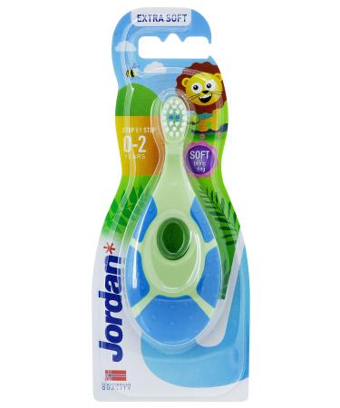 Jordan Step 1 Baby Toothbrush 0-2 Years Soft Bristles BPA Free (2 Pack / Colors May Vary)