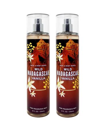 Bath and Body Work WILD MADAGASCAR VANILLA 2 Pack Fine Fragrance Mist Bundle - 8 fl oz / 236 mL each Full